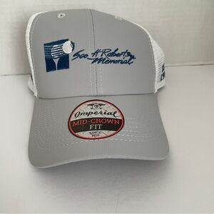Used Mens Teens Adjustable Gray White Blue Imperial Mid-Crown AJGA Golf Cap Hat